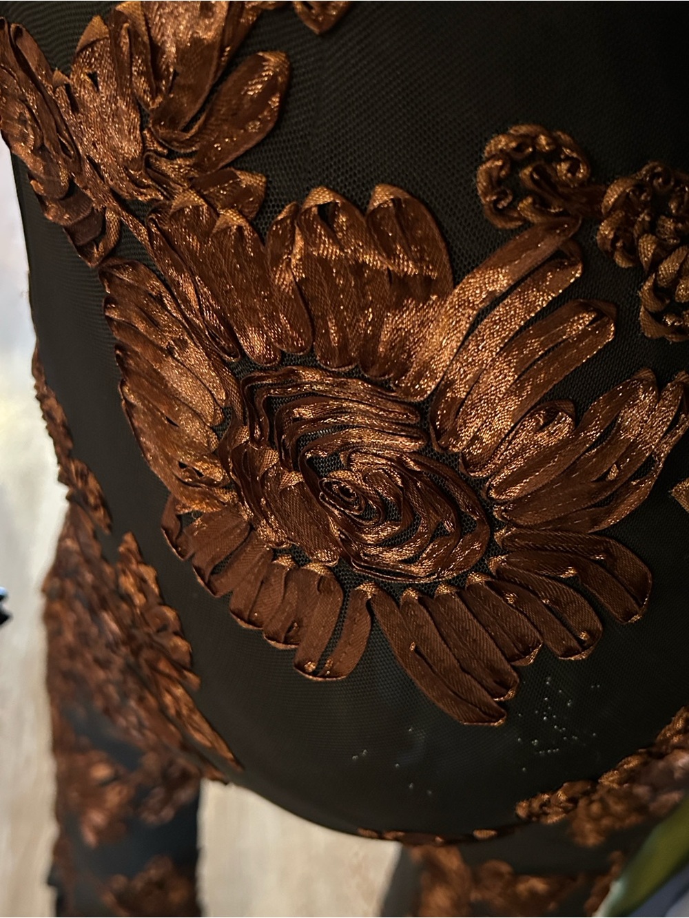 AKIRA Black Strapless Jumpsuit with Brown Floral Print - Picture 3 of 7